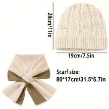 A Set Of Elegant Solid Color Knitted Hat And Scarf, Fashionable Wool Hat And Scarf For Autumn And Winter, Available In Multiple Colors Valentines Gift - Multicolor - View 3