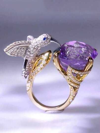 1 PC Fashion Cubic Zirconia Ring For Women Wedding Engagement Valentine's Day Party Gift