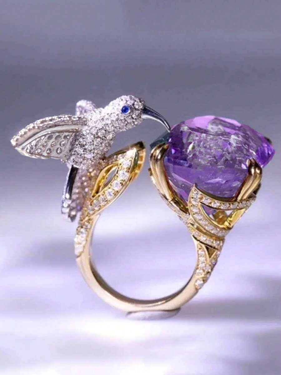 1 Chiếc nhẫn Cubic Zirconia thời trang dành cho nữ, quà tặng tiệc cưới, đính hôn, ngày lễ tình nhân - 1 # - Xem 1
