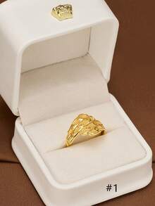 1pc Handcrafted Oval Sun Pattern Adjustable Ring, 24K Gold Plated, Suitable For Women, No Box Included - Ring Series 3 - View 11