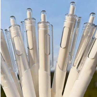 20/10pcs Gel Pens, White Barrel, Retractable Ballpoint Pen, 0.5mm Tip, Black Ink, Quick-Drying, Smooth Writing, Suitable For School, Business, Documents, Office, Diary, Writing, Notes, Suitable For Students, Office Workers, Teachers, School Supplies, Stationery, Learning Supplies
