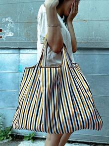 Striped Print Large Capacity Shopper Bag School Bag,Large Capacity,Portable,Lightweight, Suitable Teen Girls Women College Students, Back To School,College,Middle School, High School,First Day Of School - Multicolor - View 2
