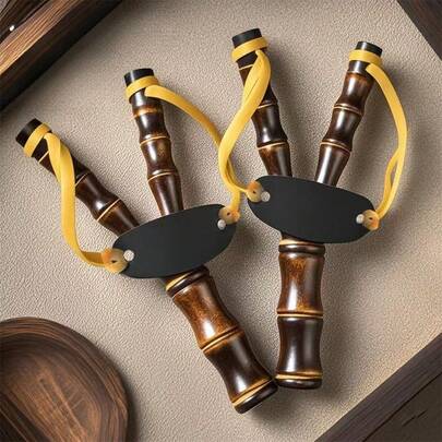 1PCS  Non-Lethal Bamboo Slingshot  Play - Creative Outdoor Activity Family Interactive Shooting Game