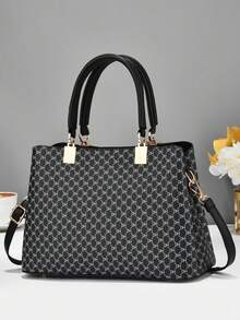 Bolso de mano con estampado de patchwork de moda con accesorio de colgante - Multicolor - Ver 3