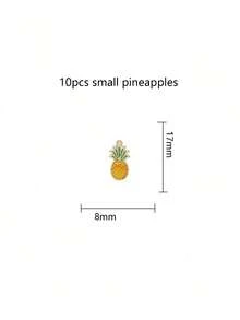 每包包含10件水果饰品，包括樱桃、菠萝、香蕉、油滴、合金首饰、小吊坠、DIY手链、项链、耳环和包包挂件。 - 彩色 - 查看 19