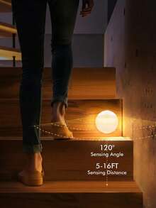 3 piezas de luces de escalera con sensor de movimiento a batería, luces LED adhesivas, lámparas de pared inalámbricas, adecuadas para escaleras, gabinetes, pasillos, baños, y pasillos - Multicolor - Ver 3