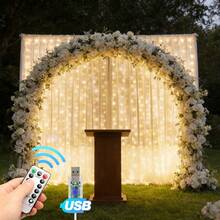 1pc 300 LED Curtain Fairy String Lights With Remote Control, 8 Modes, 9.8x9.8ft, USB Plug, Suitable For Bedroom, Indoor, Outdoor, Wedding, Party - Curtain Lights - View 14