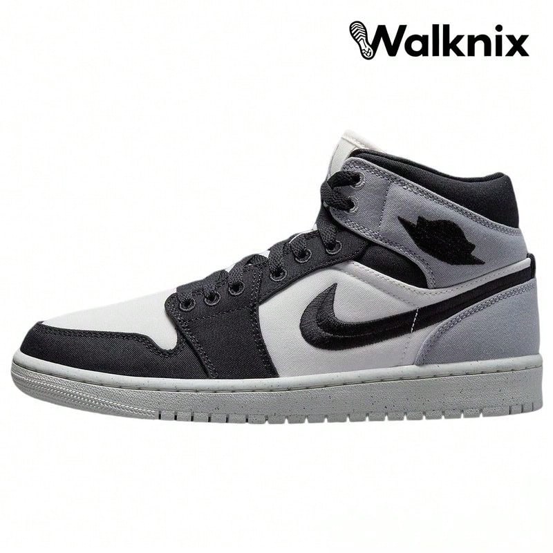 Air Jordan 1 Mid SE 'Light Steel Grey Canvas' Sail Black Sneakers Women DV0427-100 - Multicolor - View 1