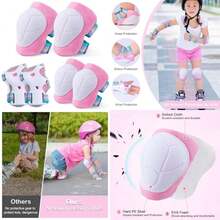 FIODAY - Rodilleras para niños, rodilleras y codos, juego de equipo protector ajustable para patinaje en línea, ciclismo, monopatín, patinete, 8 a 13 años, mediano, morado(Rosado M) - Multicolor - Ver 1