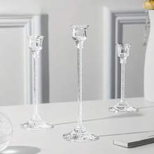 3pcs Acrylic Candle Holders, Vintage Tall Set, Suitable For Wedding Decor, Home Living Room, Dining Table Centerpiece, Romantic Dinner, Christmas & Halloween Decoration (Candles Not Included) - Multicolor - View 3