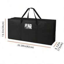 1个节日礼品包装收纳袋,采用耐用防水牛津布制成,可折叠重复使用,大容量节日装饰品收纳袋,圣诞包装纸收纳袋,底部可存放节日装饰品,户外露营旅行手机收纳袋,时尚优雅黑色手提包 - 黑色 - 查看 12