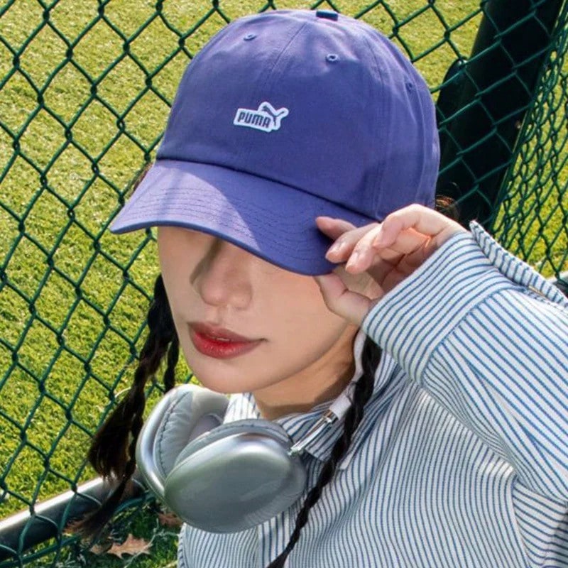 PUMA 標誌性LOGO刺繡棉鴨舌帽男女同款情侶款紫色 - 紫色 - 查看 1