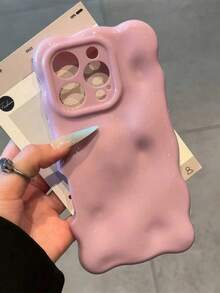 糖果色3D立方体纯色波浪图案软壳手机壳，兼容 17 Pro Max、17 Pro、17 Air、17、16、15、13 Pro Max、11、12、14 Pro Max，可爱马卡龙亮面防震手机壳 - 淺紫色 - 查看 4