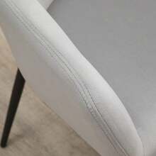 HOMCOM Dining Chairs, Set Of 2, Kitchen Chairs With Backrest, Velvet-Look Upholstered Chairs, Steel Legs, Light Grey, 54 X 57 X 80 Cm For Living Room - Light Grey - View 8