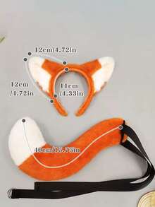1套节日动物头箍狐狸舞蹈派对表演道具尼克狐狸耳朵头箍和尾巴套装 - 彩色 - 查看 11