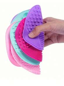 1pc Silicone Apple-Shaped Suction Cup Makeup Brush Cleaning Mat, Beauty Tool Cleaning Pad - Multicolor - View 4