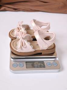 1 Pair Girls Sandals, Children Bow Decor Fashion Princess Shoes, Summer New Girls Beach Shoes, Big Kids Slide Sandals - Pink - View 7