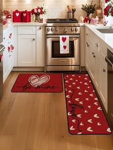 1pc Valentine's Day Theme Carpet, Minimalist Design, Velvet Carpet, Soft & Skin-Friendly, Indoor Doormat, Kitchen Rug, Bathroom Mat, Small Rug, Holiday Decor Carpet, Washable - Multicolor - View 1