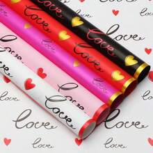 20张/包 心形花卉图案包装纸，防水花束包装材料，韩式风格（22英寸-21.45英寸） - 彩色 - 查看 2