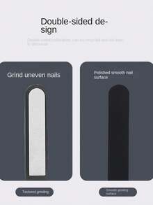1 pieza Lima de uñas de acero inoxidable, herramienta de cuidado de uñas para manicura, pulido y abrillantado de uñas redonda y plana, herramienta portátil para salón de uñas - Multicolor - Ver 5