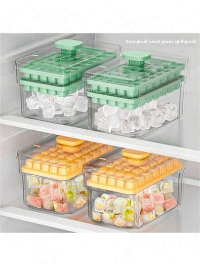 1pc Reusable Silicone Ice Cube Tray With Lid, DIY Ice Maker Mold For Refrigerator