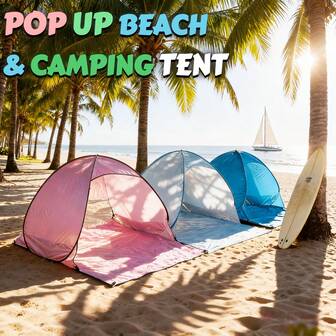 1pc Outdoor Beach Camping Fishing UV Protection Automatic Sunshade, Lightweight Portable Beach Canopy, Carry Bag Included, Ideal Gift For Vacation And Outdoor Adventure, Suitable For Camping And Fishing