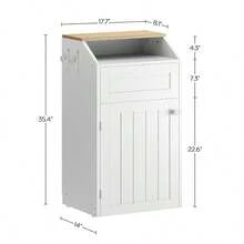Trash Cabinet, Freestanding Trash Can Cabinet, Wooden Recycling With Flip Door, Hidden Kitchen Garbage Can, 10 Gallon Laundry, Kitchen, Laundry, White WB01WT - 白色 + 1 x 10 加侖 - 查看 4