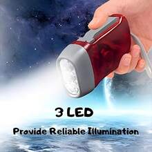 1pc Portable Hand Crank Rechargeable Flashlight With 3 High Brightness LED Lights, Suitable For Camping, Home And Emergency Survival, Multi-Level Brightness Adjustment, Sturdy Handle, LED Technology, High Brightness LED Flashlight, Ideal Choice For Outdoor Enthusiasts. - Multicolor - View 8