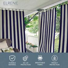 Home Fashions Highland Stripe Panel de Cortina para Interiores y Exteriores 50 x 84 Pulgadas Azul Marino - Azulmarino - Ver 2