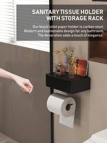 Bathroom Vanity Paper Towel Box Organizer, Toilet Paper Roll Holder Storage Rack, Home Bathroom Wall Mounted Wet Wipes Rack, Bathroom Paper Towel Holder - Multicolor - View 4