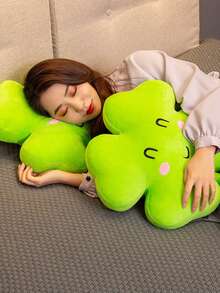 1pc Cute Green Clover Fabric Throw Pillow, Home Sofa Chair Clover Decor Cushion, Bedroom Bed Clover Fabric Decor - Green - View 7