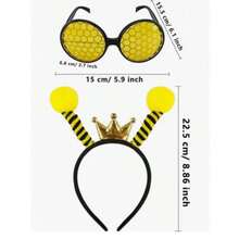 2个装男女通用蜜蜂头箍 - 眼镜 - 适合各种节日庆典、派对装扮和角色扮演 - 黃色 - 查看 10