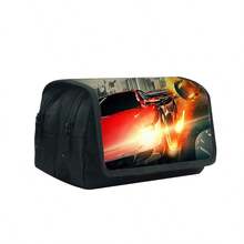 A Racing-Themed Pencil Case With A Large Capacity, Double-Layer Flip-Top Design, And Double Zippers. Made Of Polyester Fiber, It's Suitable For Middle School, High School, And College Students, And Can Also Be Used For Desktop Stationery Storage To Keep Your Desk Tidy. - Multicolor - View 12