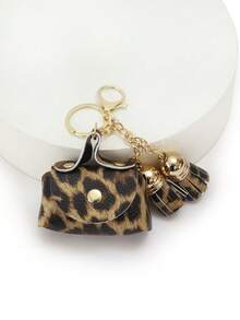 Women's Mini Coin Purse Keychain, Multifunctional Cherry Leopard Design Cute Coin Pouch With Key Chain - Multicolor - View 10