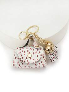 Women's Mini Coin Purse Keychain, Multifunctional Cherry Leopard Design Cute Coin Pouch With Key Chain - Multicolor - View 16