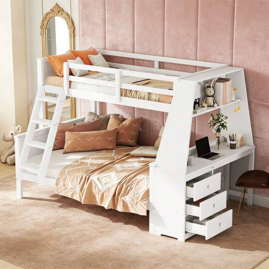 Kids Bed Frames, Headboards & Footboards - White + Pine + 140cm*200cm-1 - View 1