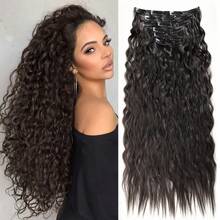  24inch 6PCS/Set Clip In Hair Extensions Synthetic Long Curly Wavy Hairpiece Black Brown Blonde Highlights Hair Extensions Natural Thick Deep Wave Hairpieces For Women - Multicolor - View 14