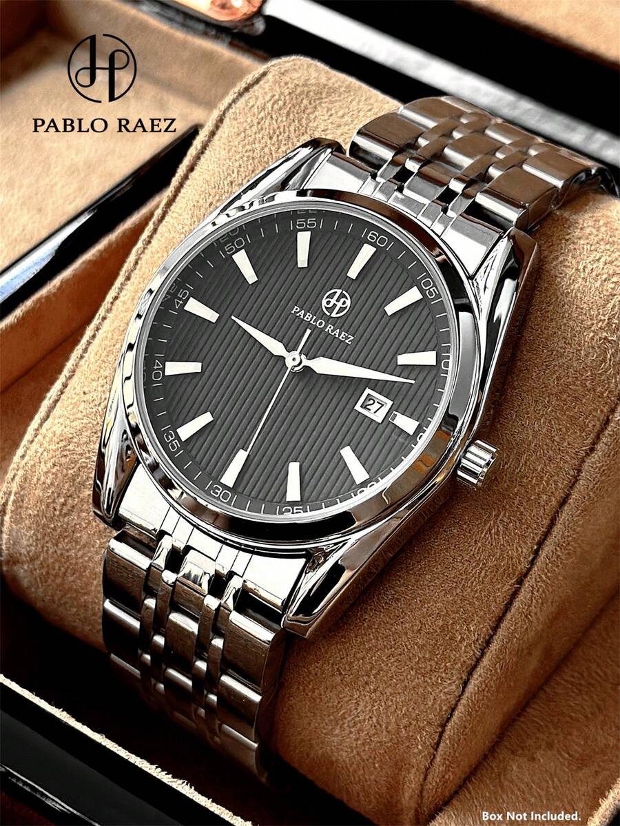 Pablo Raez 1 Đồng hồ trang sức tuyệt đẹp dành cho nam, thương hiệu nổi tiếng, phụ kiện mùa hè mới, đồng hồ đeo tay sang trọng dành cho nam, vòng tay bằng thép không gỉ IPS màu bạc, dây xích, chống nước 50M, đồng hồ lịch đơn giản, cảm giác kim loại, đồng hồ thạch anh thời trang thường ngày bằng thép cao cấp dành cho nam, cân điện tử màu đen, đồng hồ đeo tay cổ điển dành cho doanh nhân, sử dụng hàng ngày, quà tặng cho giáo viên, giờ làm việc cho cha hoặc bạn nam, quà cưới tốt nghiệp