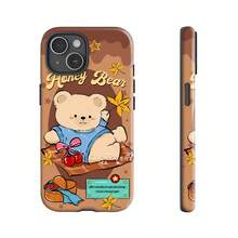 Funda para teléfono Honey Bear Cozy Vibes, compatible con teléfonos ,  17,  16 Pro Max,  15 Pro Max,  13 y  12. Fabricada en TPU, ofrece protección contra golpes y caídas. Perfecta para añadir un toque de calidez a tu colección y un regalo encantador para familiares, amigos, celebraciones navideñas y cumpleaños. - Blanco - Ver 4