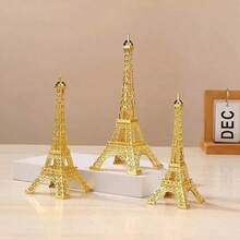 Eiffel Tower Model Metal Material Mini Replica Set Ornament Home Decoration Desktop Display Craft Gift Collectible Model European Style Study Decor Accessory - Bronze - View 7
