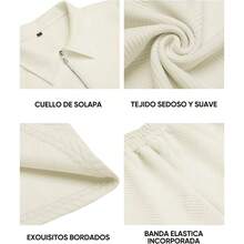 VIOPY Conjunto Deportivo Hombre Pants y Sudadera Set Casuales Track Suit Chándal Pants Completo para Correr Ropa Gym - Beis - Ver 6