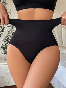 1pc Seamless High Waist Shaping Panty, Tummy Control Butt Lifting Shapewear For Women - Black - View 6