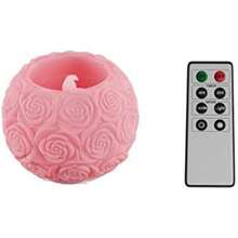 Vela - Vela sin llama con diseño de bola rosa con control remoto para el hogar, boda, despedida de soltera, y decoración de Navidad por Lavish Home (rosa)(Realismo) - Multicolor - Ver 2