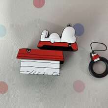 SNOOPY 1 件装可爱卡通史努比小屋 Pro 保护套，适用于苹果 1/2 代无线蓝牙耳机和 3 代耳机。