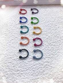 15pcs Stainless Steel Rainbow Ball Nose Rings, Hypoallergenic, Fashionable Nose Piercing, Essential For Lip Piercing