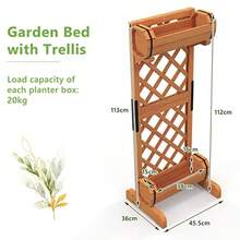 2-In-1 Raised Garden Bed With Trellis Removable Planter Boxes With Lattice Trellis 113 Cm Vertical Wood Flower Bed For Vine Climbing Plants Vegetables And Herbs Orange - 橘色 - 查看 3
