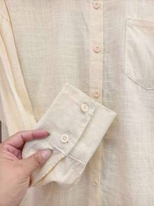 Imported Linen Women's Fashion Set (Pants + Lining) LD8410 Elegant Button Pocket Office - khỏa thân - Xem 5