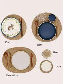 1pc Linen Woven Heat Resistant Placemat - Anti-Scald Tabletop Mat, Suitable For Pots And Pans, Kitchen Dining Table Accessory - Multicolor - View 10