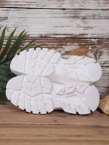 New Breathable Lightweight Mesh Knit Lace-Up Casual Shoes, Washable Women Sports Shoes, Running Shoes, Walking Shoes, Road Shoes - White - View 6