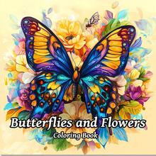 花与蝴蝶：成人涂色书，24页精美原创图案，可爱又放松，是圣诞节、新年、生日、派对、返校、复活节、母亲节的可爱礼物，文具用品，尺寸7.9x7.9英寸 - 花與蝴蝶 - 查看 3